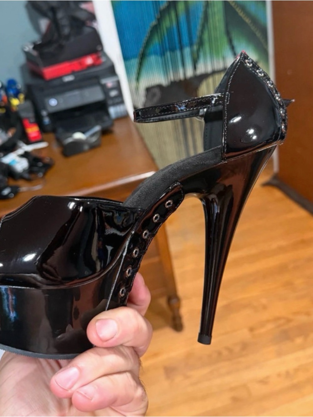 NIB Black Patent Platform High Heel Sandals